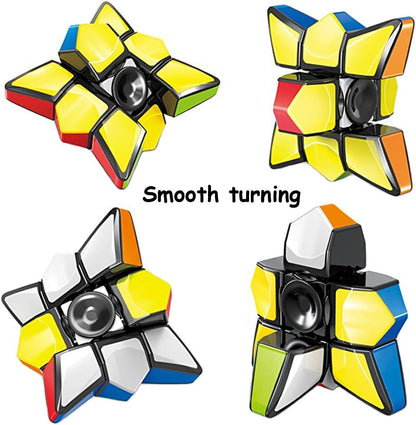 Magic Spinner Cube 2 in 1 Stickerless Brain Teasers Magic Puzzle Spinning Top Cube Rotatable Stress