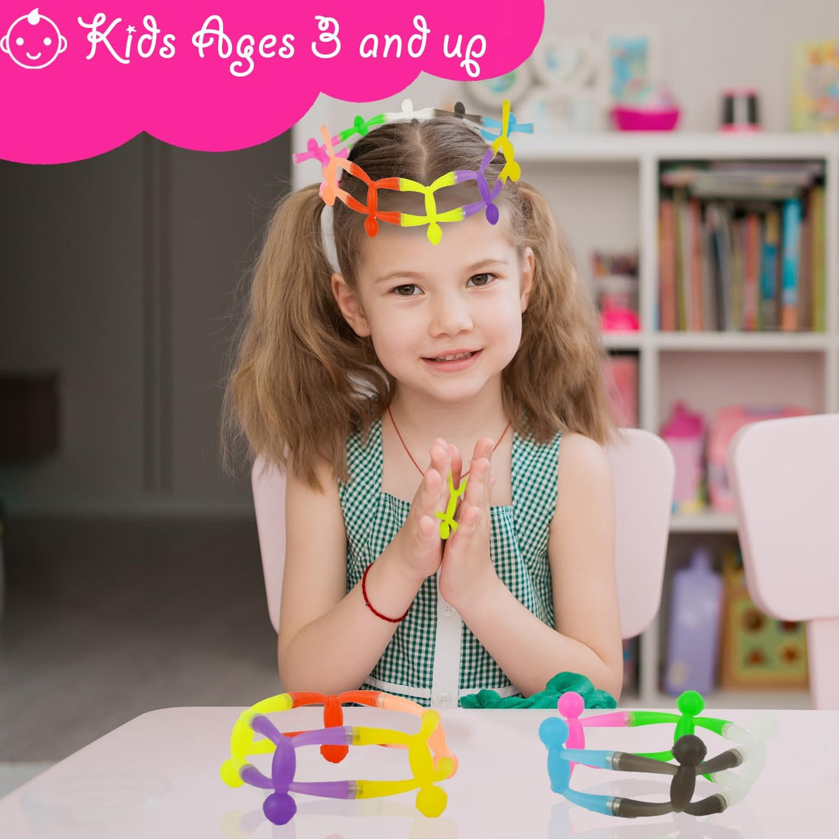 MAGMEN Enhanced Grip Magnetic Fidget Figures for Kids 3-8 & Toddlers | 10-Piece Opaque Colors