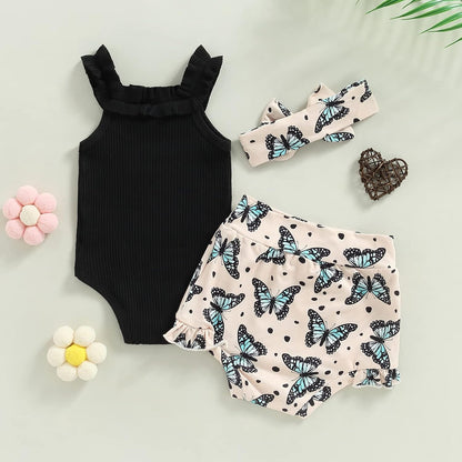fhutpw Baby Girl Clothes Summer Cute Outfits 3 6 12 18 Months Spaghetti Strap Romper & Floarl