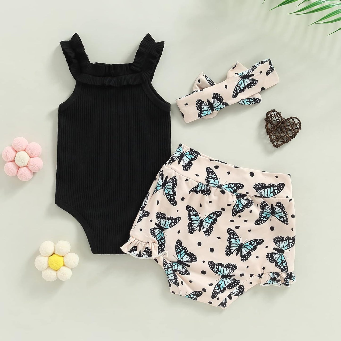 fhutpw Baby Girl Clothes Summer Cute Outfits 3 6 12 18 Months Spaghetti Strap Romper & Floarl