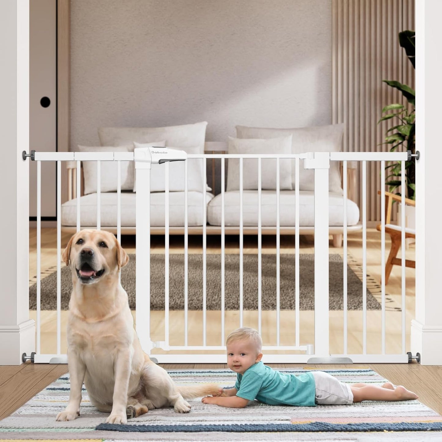 BABELIO 36" Tall Baby Gate, 29-55" Auto Close Pressure Mounted Dog Gate for Doorways & Hallway