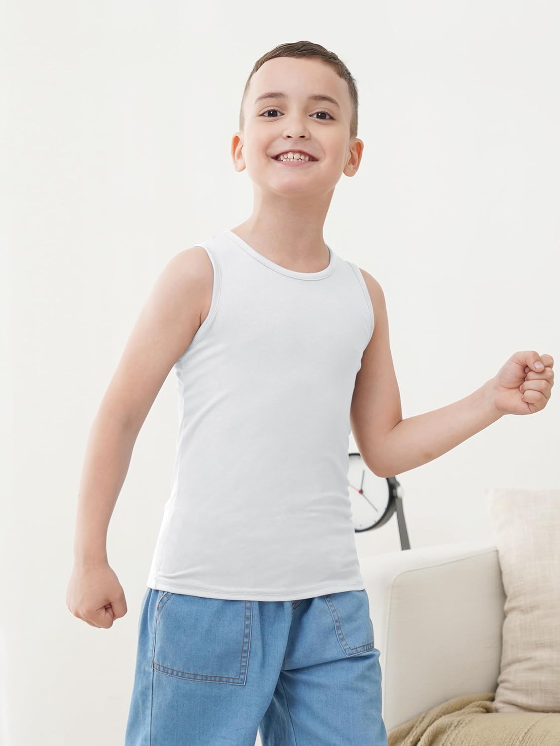 5 Pack Boys Tank Tops Boys Undershirts Kids Cotton Undershirts Tees Sleeveless Tank Tops Shirts for