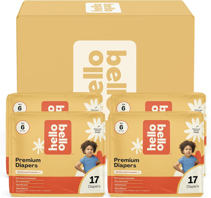 Hello Bello Premium Baby Diapers Size 6 I 68 Count of Disposable, Extra-Absorbent, Hypoallergenic