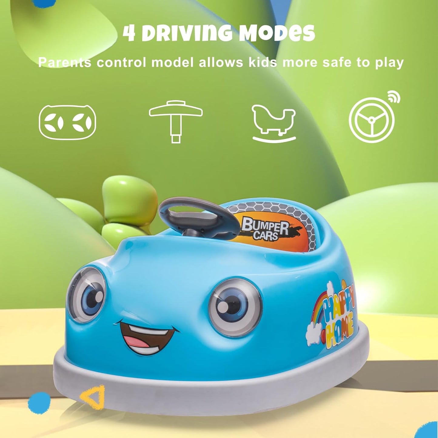 12V Dual Battery Electric Ride on Kids Bumper Car w/Remote Control,360 Degree Spin,Push Rod Rocker