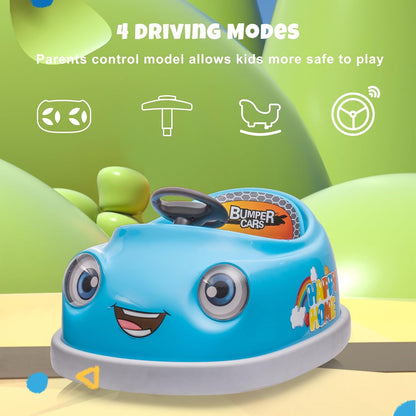 12V Dual Battery Electric Ride on Kids Bumper Car w/Remote Control,360 Degree Spin,Push Rod Rocker