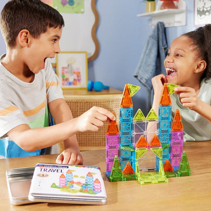 MAGNA-TILES microMAGS Travel Set Deluxe 55-Piece Magnetic Construction Set, The Original Magnetic