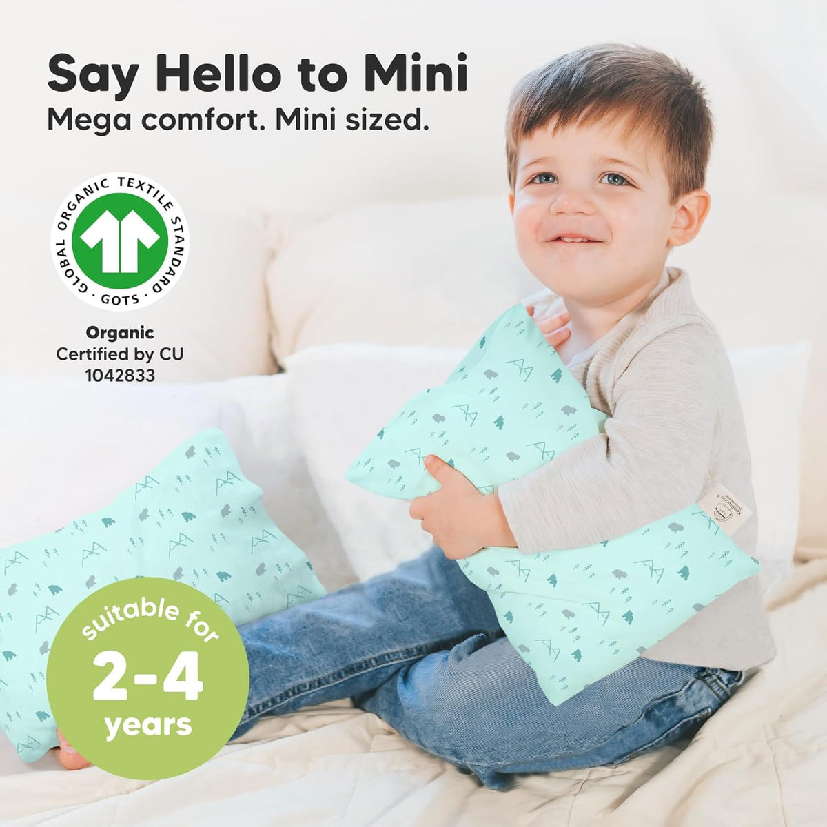 Mini Toddler Pillow with Pillowcase - 9x13 My Little Dreamy Travel Kids Pillow for Sleeping