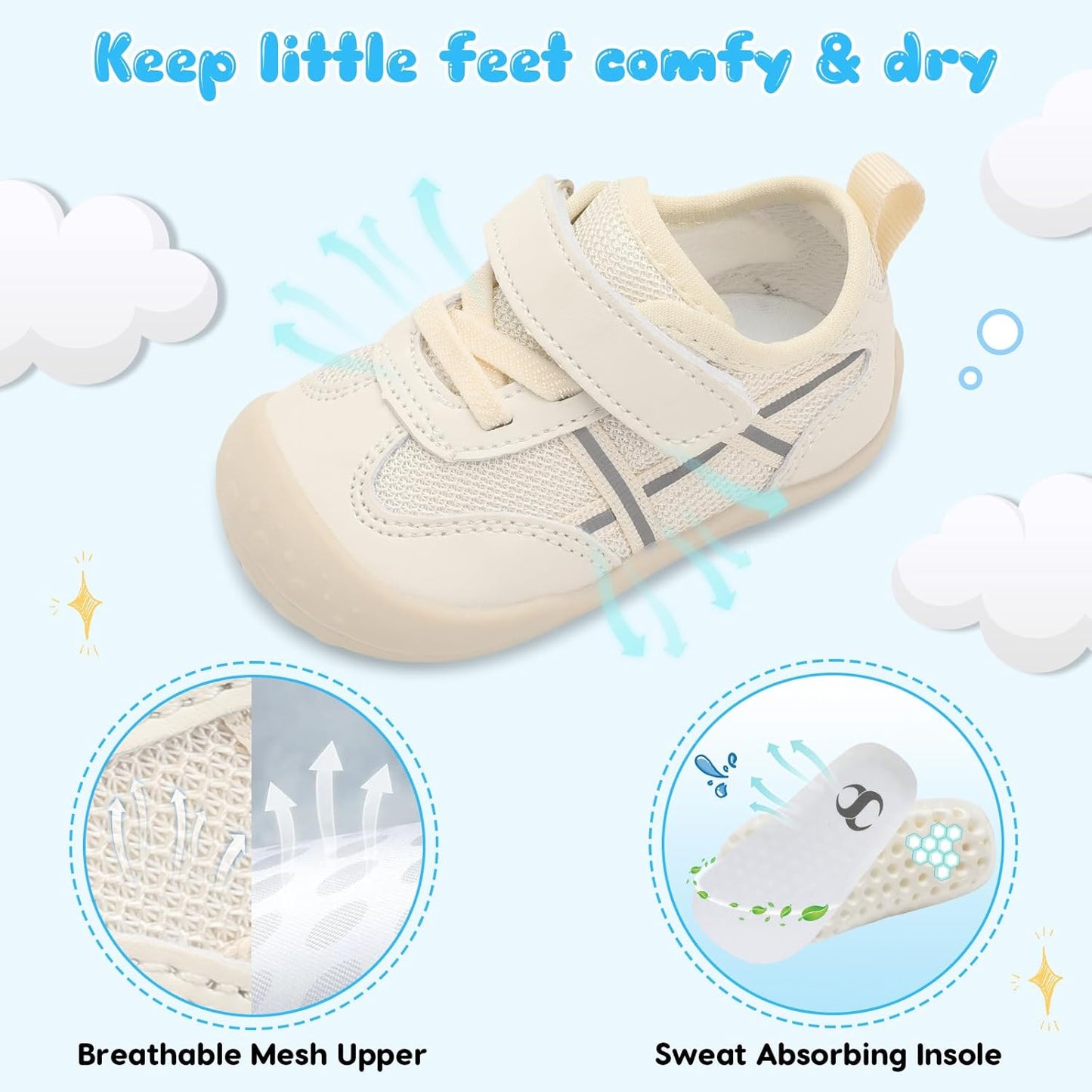 Scurtain Baby Shoes Boy Girl First Walking Shoe Infant Crib Breathable Sneakers Lightweight