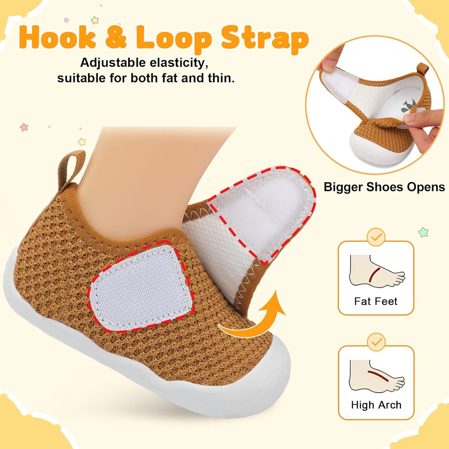 FEETCITY Baby First Walking Shoes Wide Baby Shoes Infant Sneakers Newborn Crib Shoe Barefoot