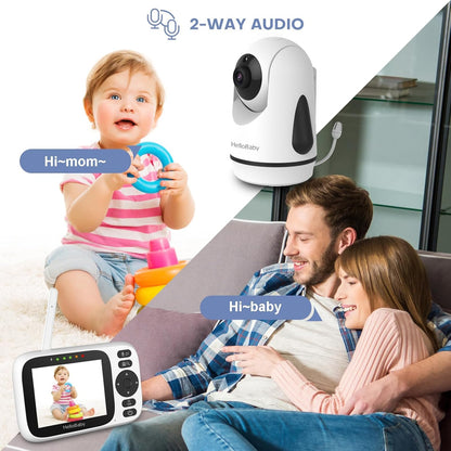 HelloBaby Baby Monitor with 3.2'' IPS Screen - Baby Camera Monitor with Remote Pan-Tilt-Zoom Camera