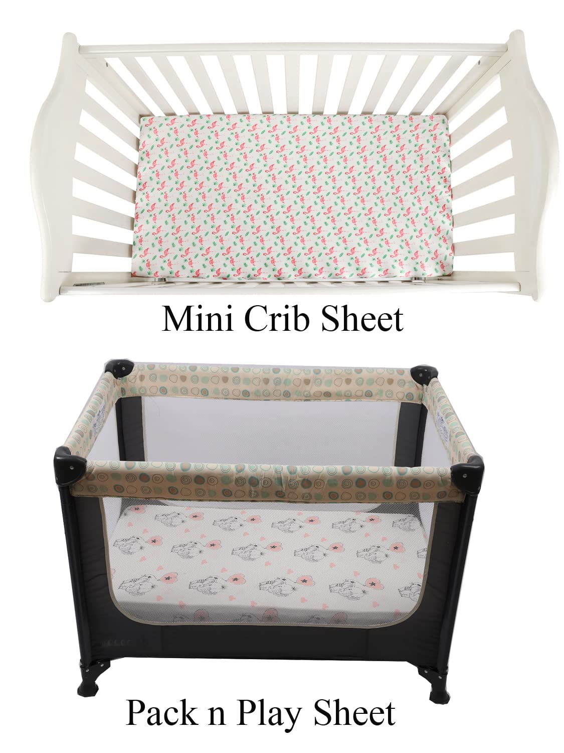 Pack n Play Sheet Stretchy Fitted Portable Mini Crib Sheets Set 3 Pack,Playard Sheets Convertible