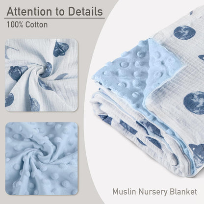 GLLQUEN BABY Blankets for Unisex Boys Girls, 2-Pack Muslin Cotton Front Soft and Breathable, and