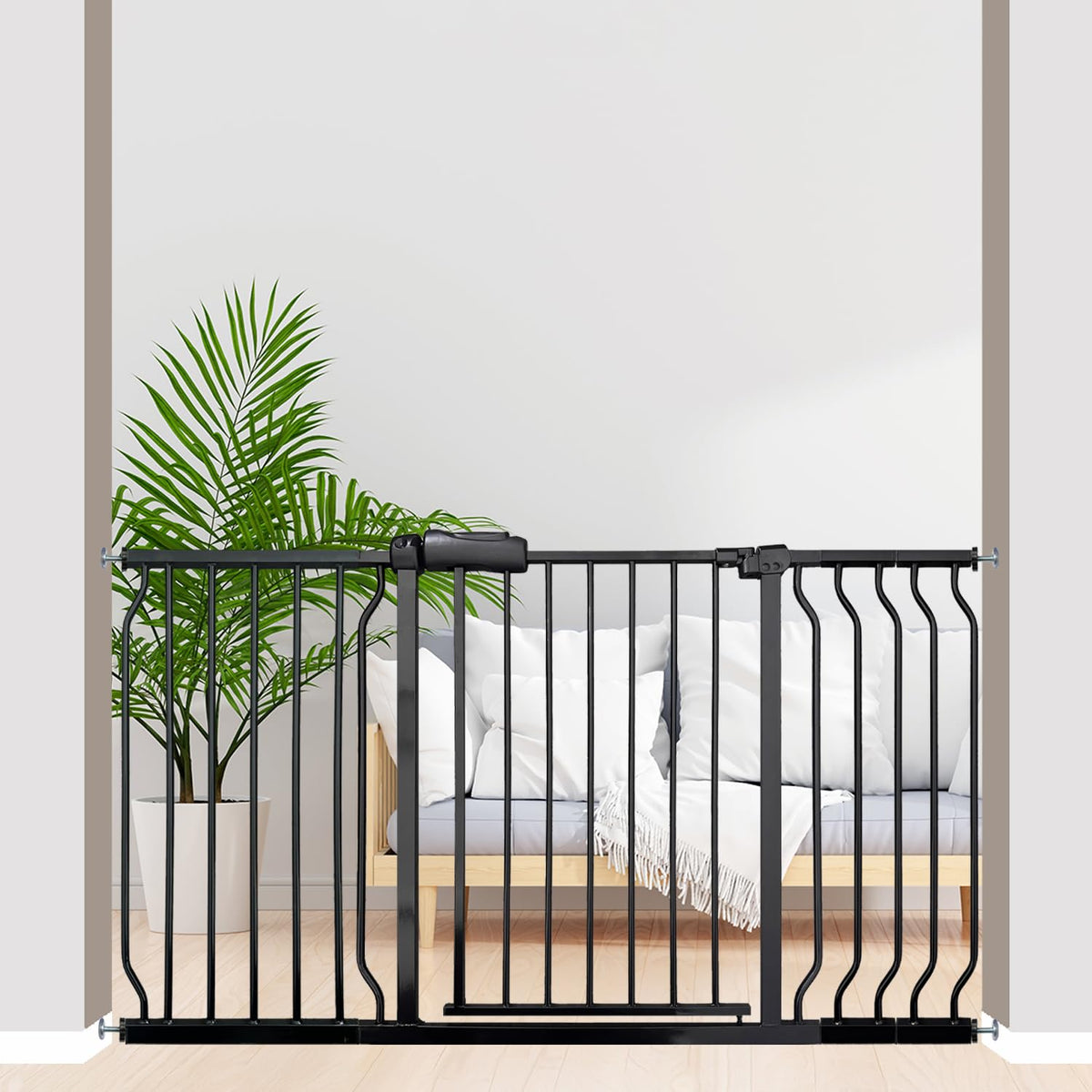 Baby Gates Extra Wide 53-57.5 Inch Large Baby Gate for Stairs Tension Pet Dog Gates Indoor for