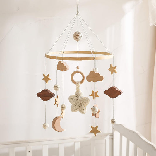 Baby Crib Mobile for Boys Girls| Boho Nursery Mobile| Gender Neutral Hand-Crocheted Mobile| Ceiling