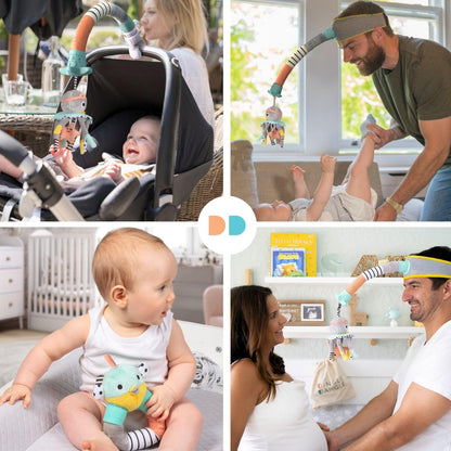 DINGLE DANGLE - Baby Gift Set - 3 in 1 Diaper Changing Helper Headband, Baby Mobile, & Sensory