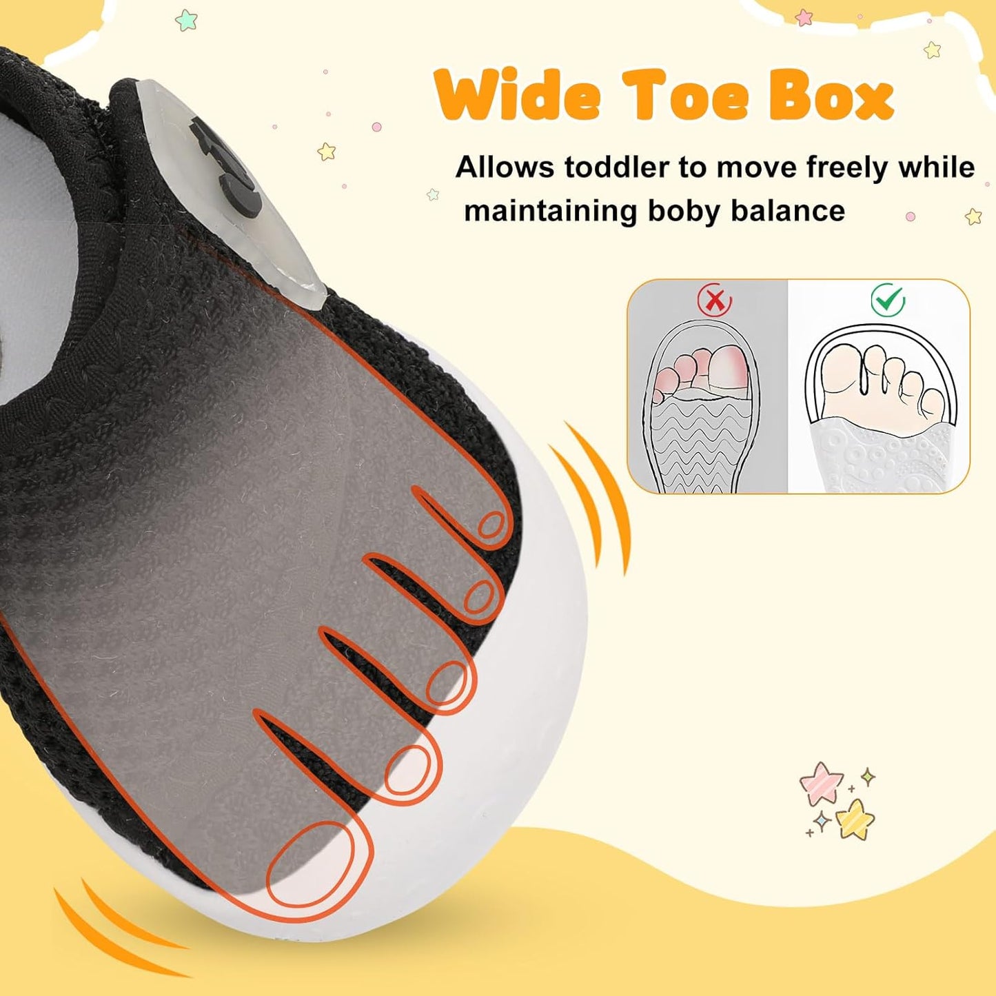 FEETCITY Baby First Walking Shoes Wide Baby Shoes Infant Sneakers Newborn Crib Shoe Barefoot