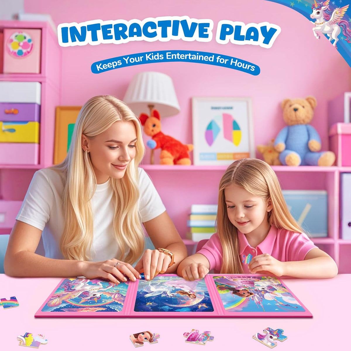 Magnetic Jigsaw Puzzles for Toddlers Kids 3-8 Girls,(3 36-Pieces) Travel Puzzles Toys for Kids Ages