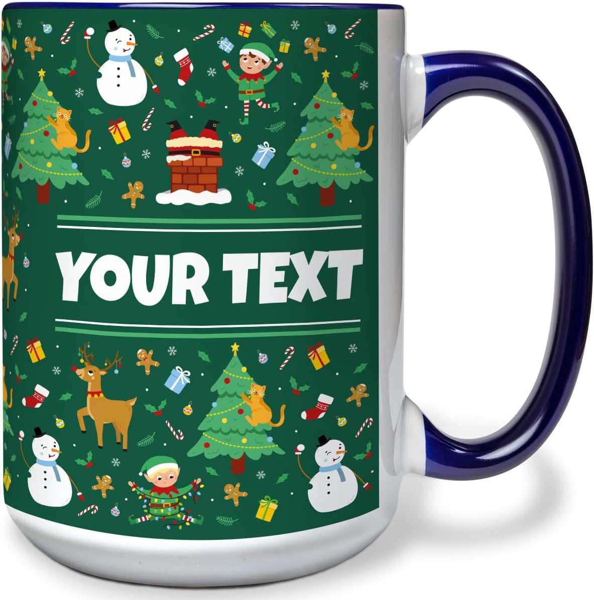 Personalized Mug for Kids - Christmas - Custom Name/Text, Ceramic Hot Chocolate/Cocoa/Coffee Cup