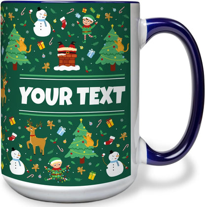 Personalized Mug for Kids - Christmas - Custom Name/Text, Ceramic Hot Chocolate/Cocoa/Coffee Cup