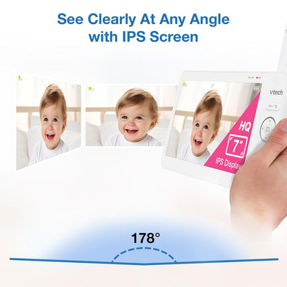 VTech [2025 Upgrade Baby Monitor with 7" IPS Screen, Pan Tilt Zoom Camera, No WiFi Video Baby