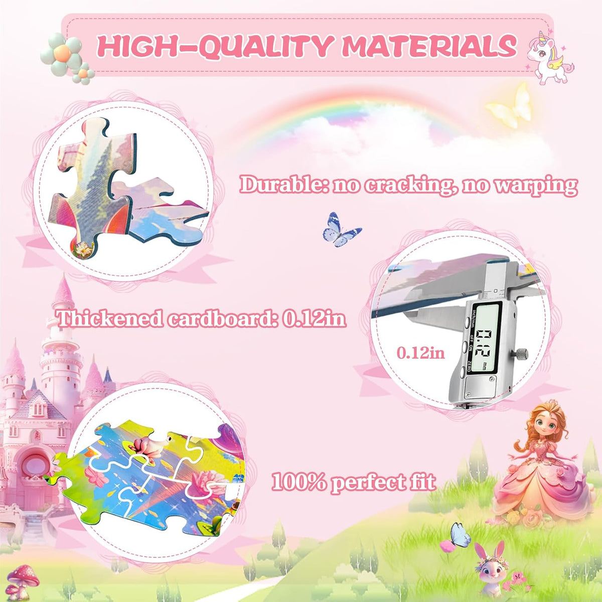 Floor Puzzles for Kids Ages 4-6, 70 Pieces Large Round Unicorn Princess Floor Puzzle Unicorn Jigsaw