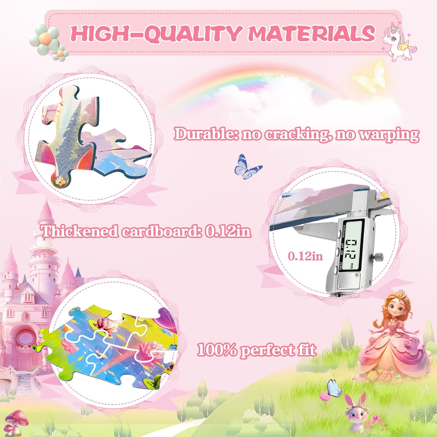 Floor Puzzles for Kids Ages 4-6, 70 Pieces Large Round Unicorn Princess Floor Puzzle Unicorn Jigsaw