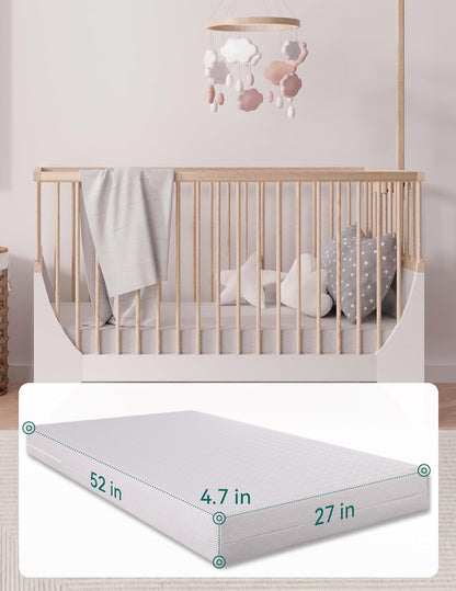 BABELIO Crib Mattress Memory Foam Toddler Mattress 2-Stage Standard Size Baby Mattress with