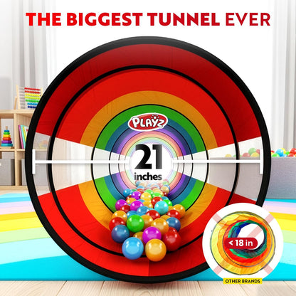 Playz Kids Play Tunnel Toys for Toddlers 1-3, Large 21" Rainbow Pop Up