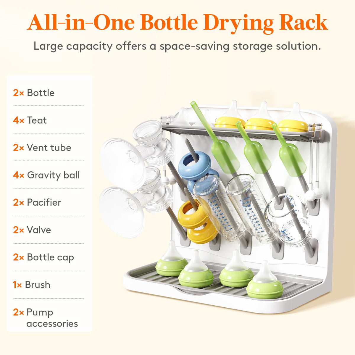 Lifewit 10-Hooks Baby Bottle Drying Rack for Countertop, BPA Free