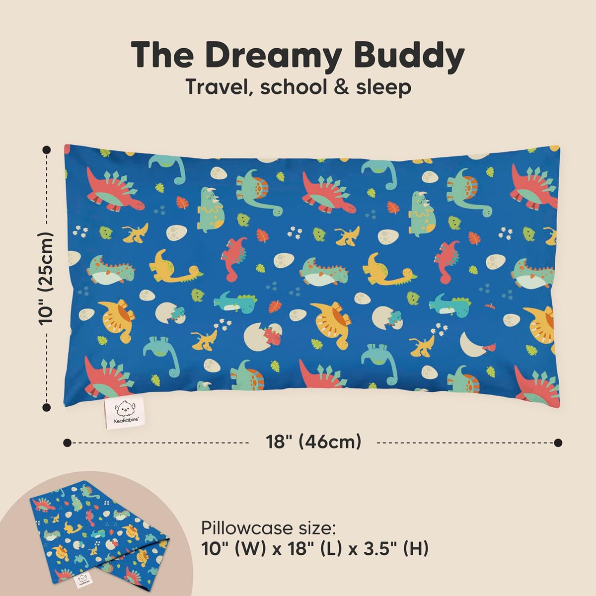 Toddler Pillow with Pillowcase - 10x18 My Little Dreamy Kids Travel Bed Pillows for Sleeping