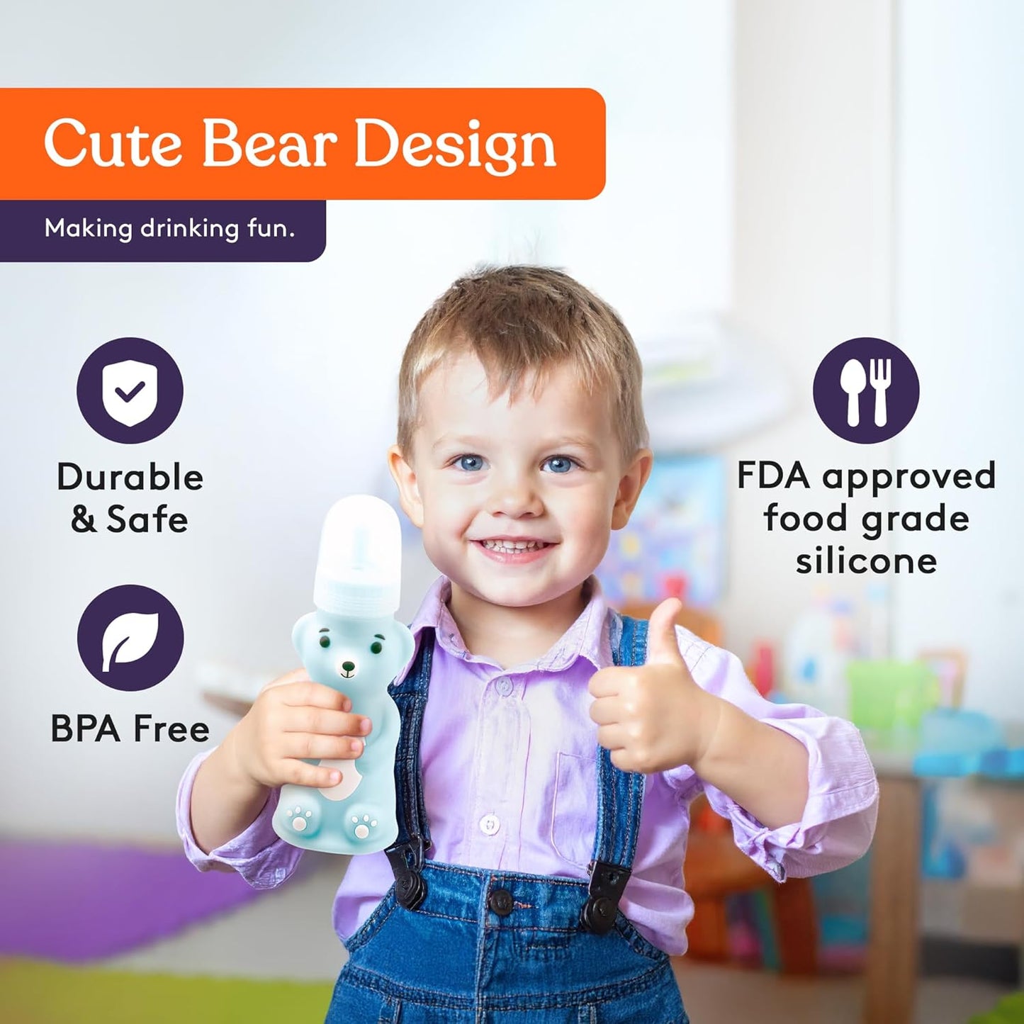 Special Supplies Honey Bear Straw Cup Long Straws, Squeezable Therapy and Special Needs Assistive