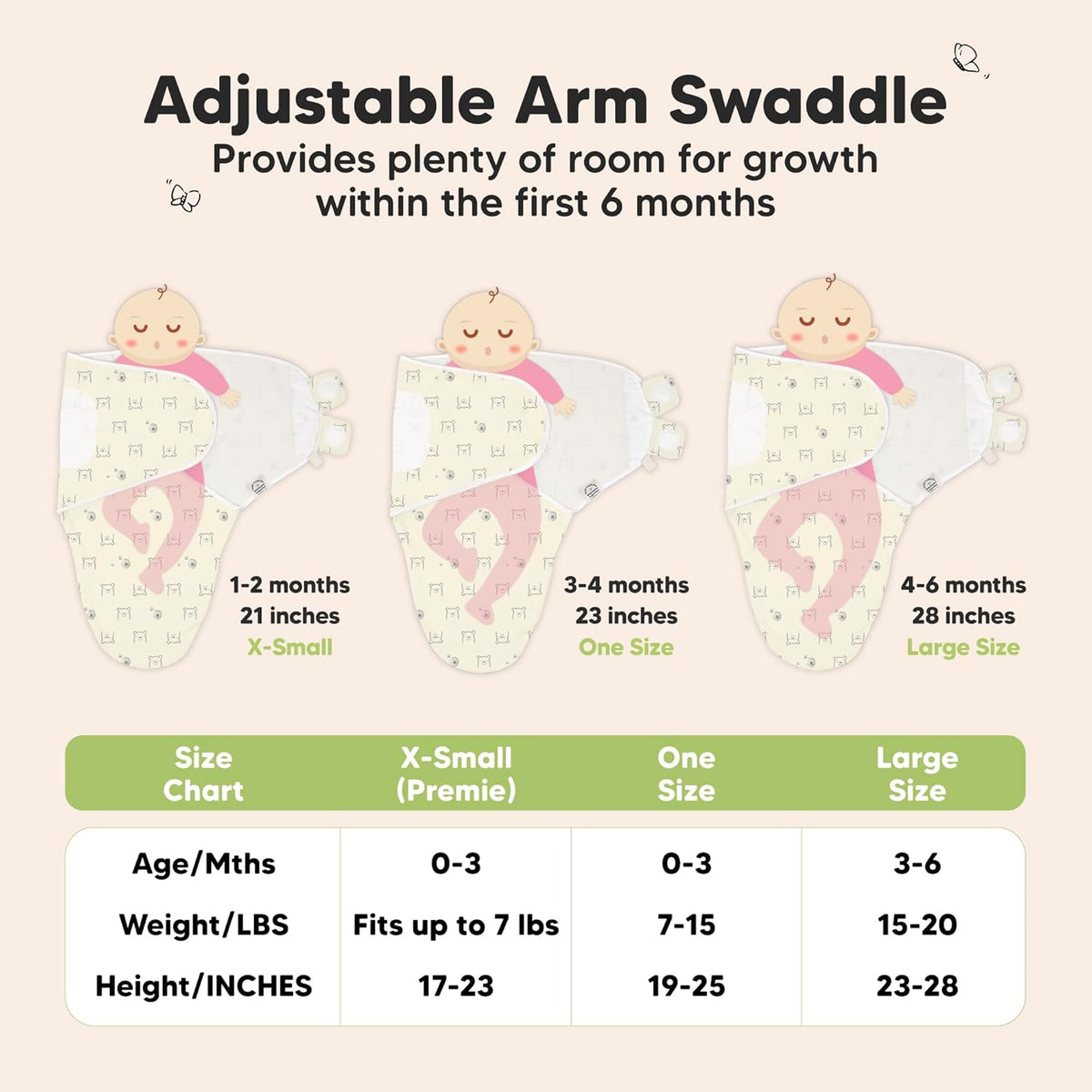 3-Pack Organic Baby Swaddle Sleep Sacks - Swaddles for Newborns, Infant 0-3 Months, Baby Girls