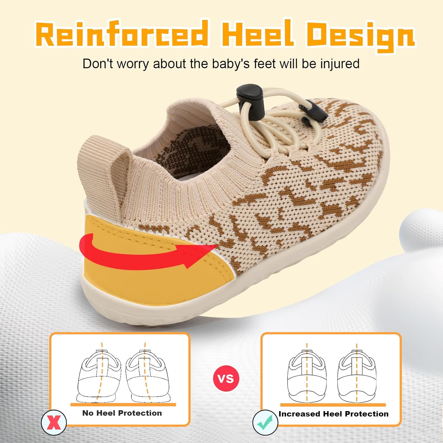 FEETCITY Baby Shoes Boys Girls First Walking Shoes Lightweight Infant Sneakers Slip On Shoe