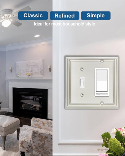 1-Pack Combination Toggle/Decorator Wall Plate, Metal Wall Plate Cover for Light Switch