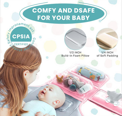Portable Diaper Changing Pad - Baby Diaper Changer Travel Bag with Wipes Pocket, Smart Design