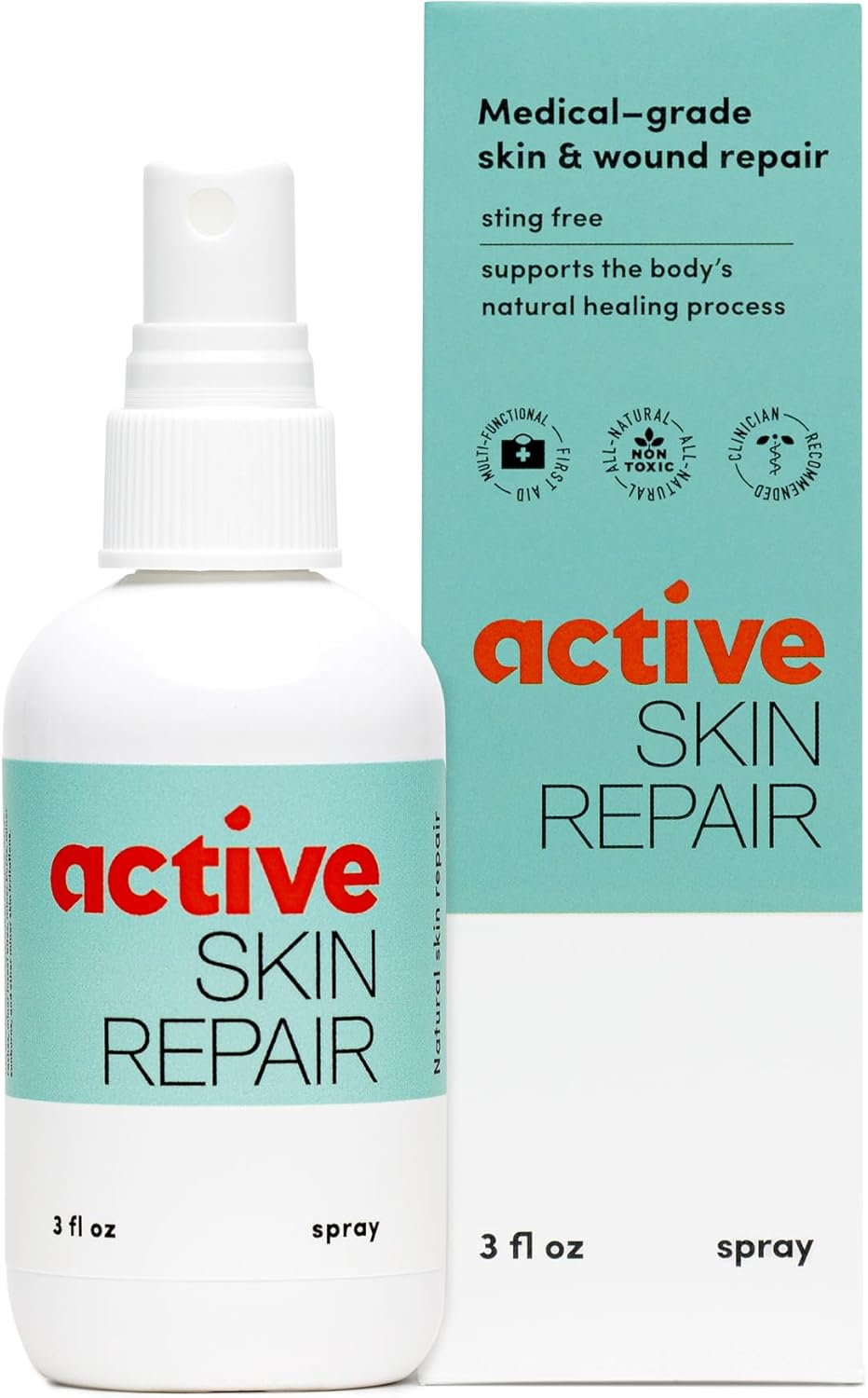 Active Skin Repair First Aid Healing Skin Spray - Natural & Non-Toxic with Hypochlorus Acid for