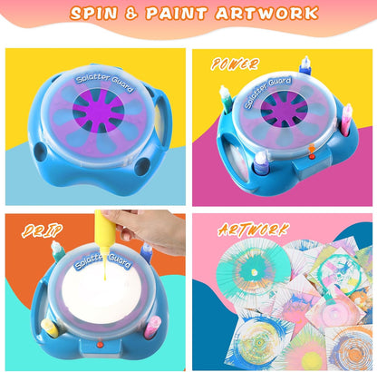 Spin Art Machine Variable Speed, Battery Operated Spinner - Paint Spinner with Splatter Guard