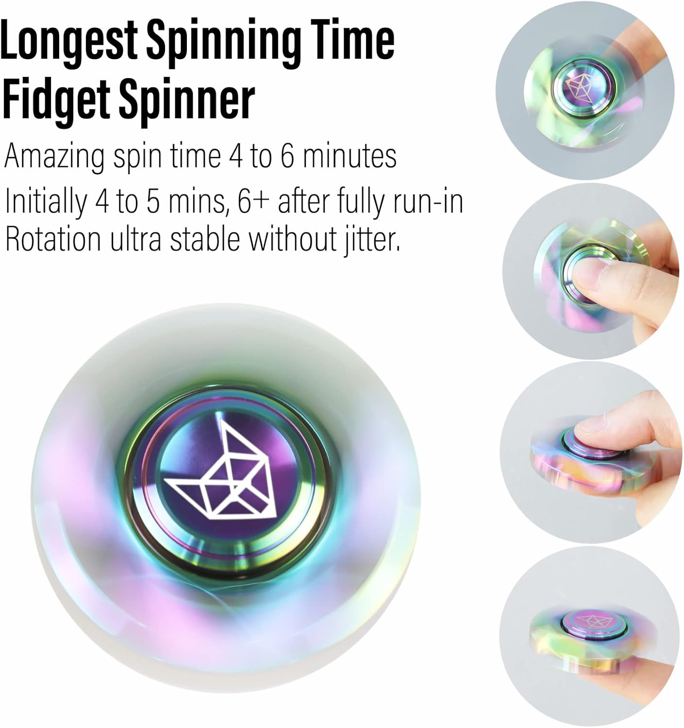 FREELOVE Metal Fidget Spinner, Stainless Steel Heavy, Long Spinning Toys, Cool Silent, Small Mini