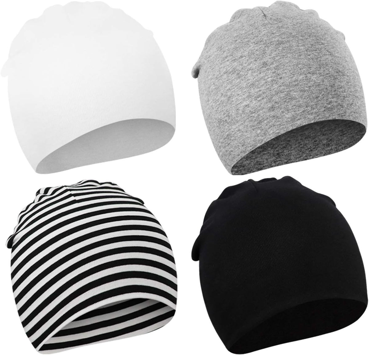 DRESHOW BQUBO 4 Pieces Baby Beanie Newborn Toddler Soft Cute Knit Hat Hospital Hats for Baby Boys