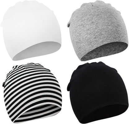DRESHOW BQUBO 4 Pieces Baby Beanie Newborn Toddler Soft Cute Knit Hat Hospital Hats for Baby Boys