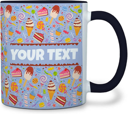Personalized Mug for Kids - Sweets - Custom Name/Text, Ceramic Hot Chocolate/Cocoa/Coffee Cup for