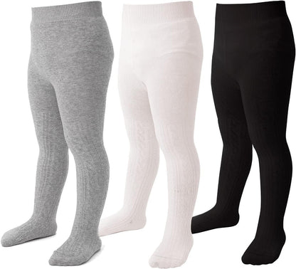Marchare Baby Girls Tights Thick Solid Cable Knit Leggings Winter Warm Stockings For Toddler Girls