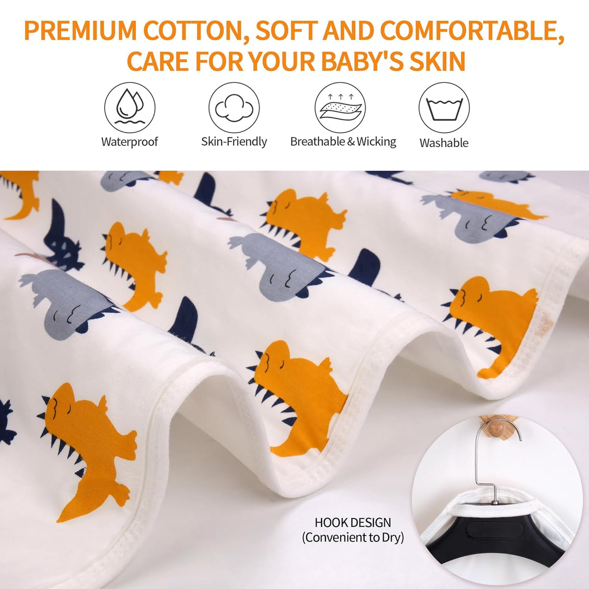 2Pcs Diaper Changing Pads for Baby, Dinosaur Change Mat, 3Layers Waterproof Change Pad Foldable