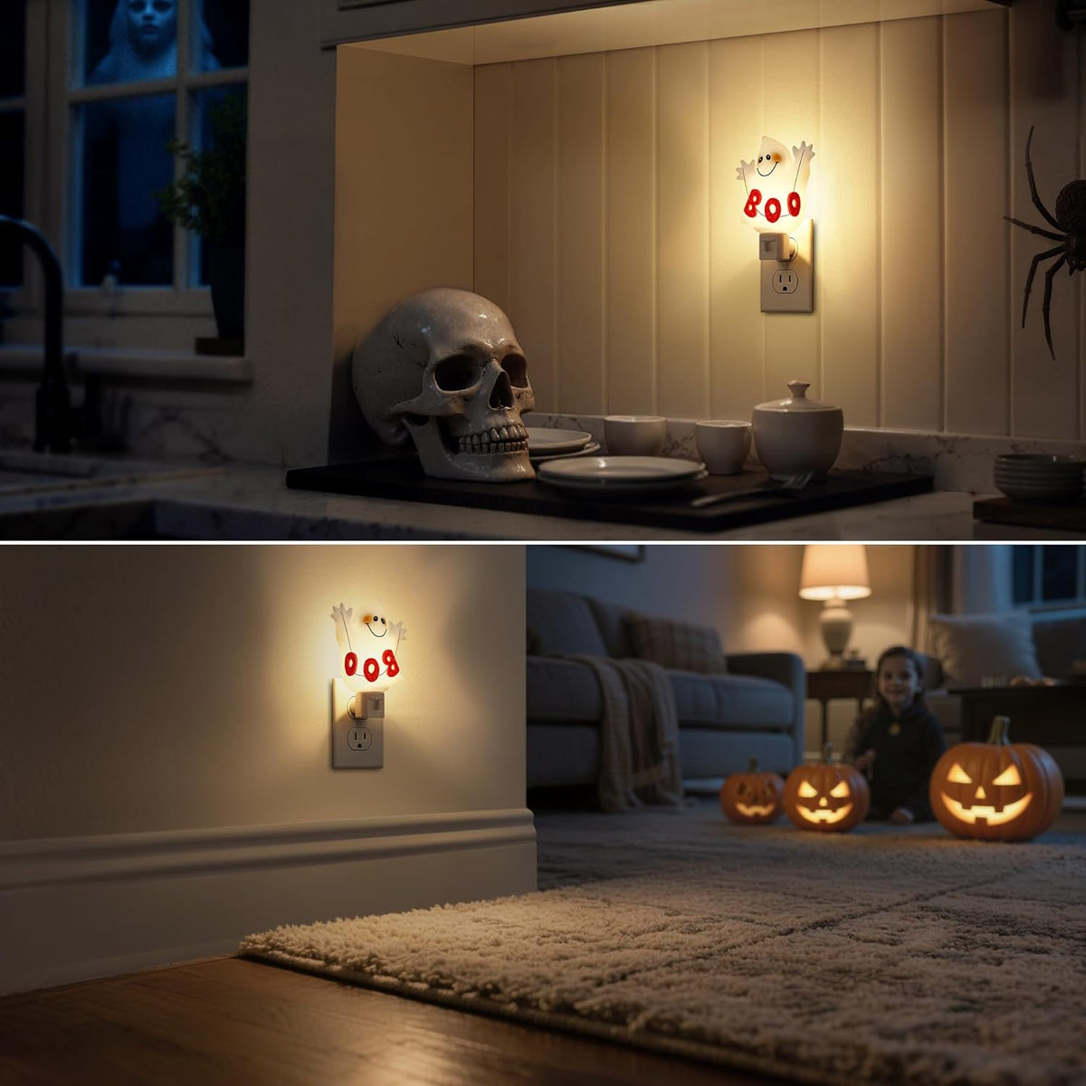 DORESshop Halloween Night Light Plug in, Ghost Night Lights Plug into Wall, Plug in Nightlight with