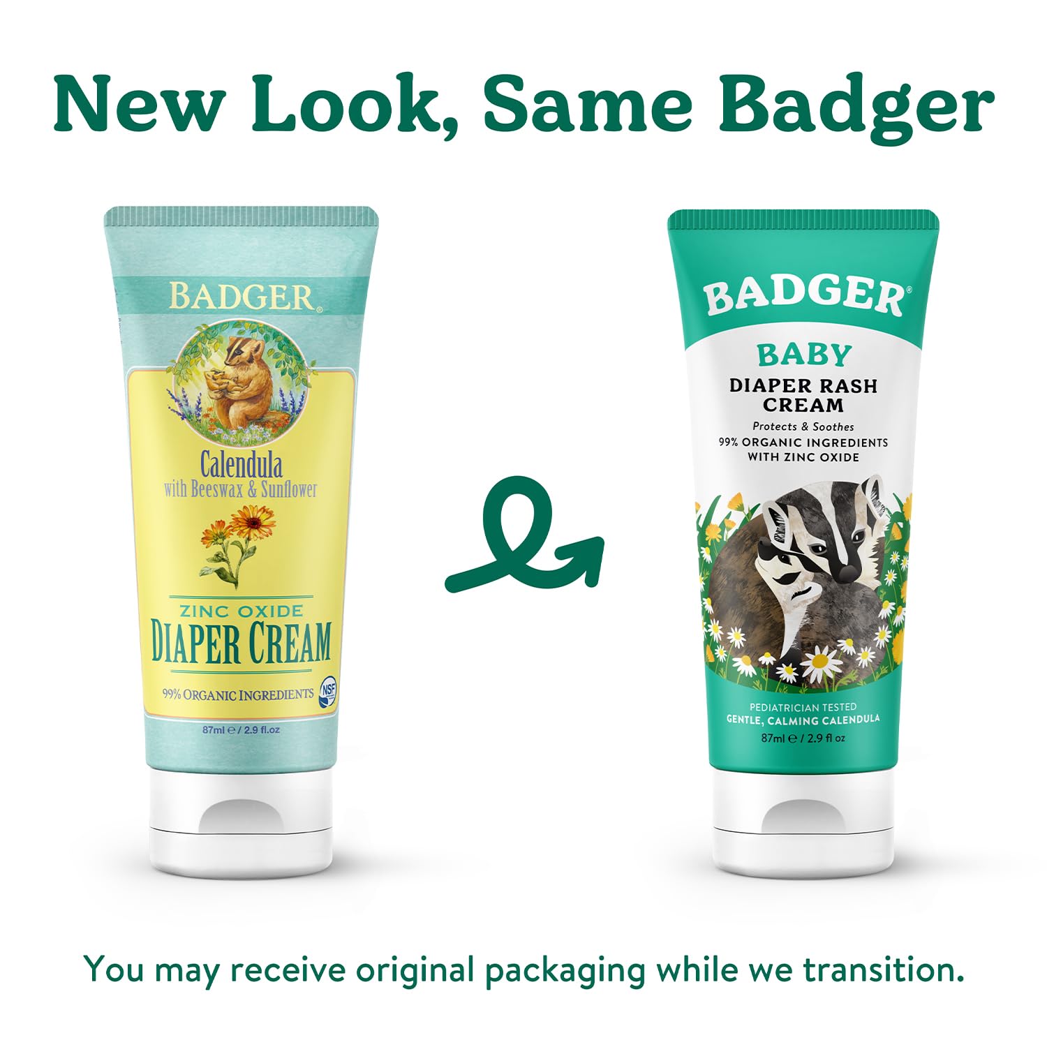 Badger Diaper Cream, 99% Organic Diaper Rash Cream for Baby, Zinc Oxide Ointment w/Soothing