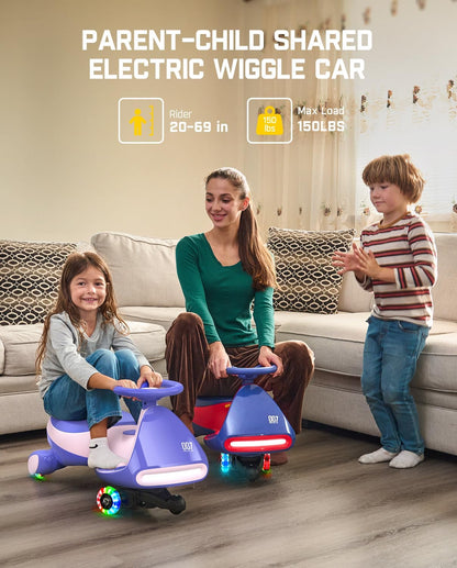 FanttikRide 6V N7 Classic Electric Wiggle Car with Pedal, Rechargeable Battery, Ride on Toys, Swing