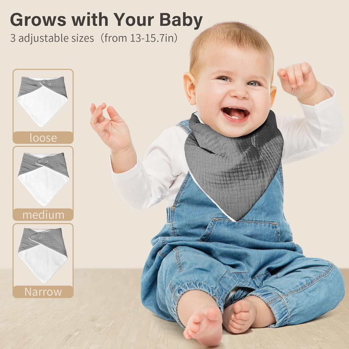 Muslin Baby Bibs,Soft Triangular Baby Bandana Drool Bibs for Baby Boy Girl,Solid Colors Bib for