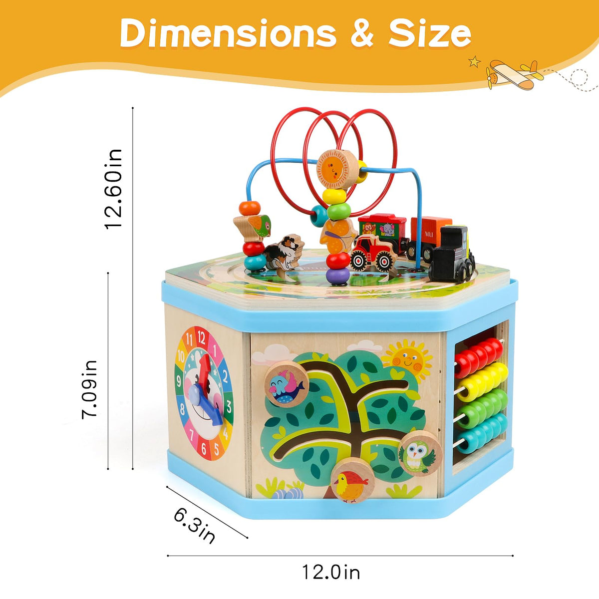 Wooden Activity Cube 9-in-1 Montessori Toys for 1+ Year Old Boys Girls Educational Learning Toys
