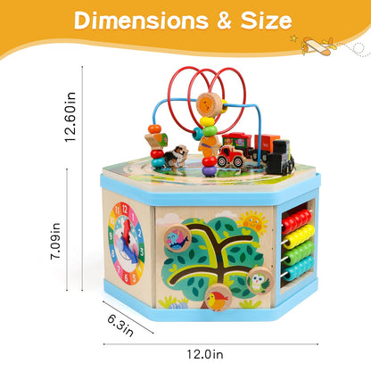 Wooden Activity Cube 9-in-1 Montessori Toys for 1+ Year Old Boys Girls Educational Learning Toys