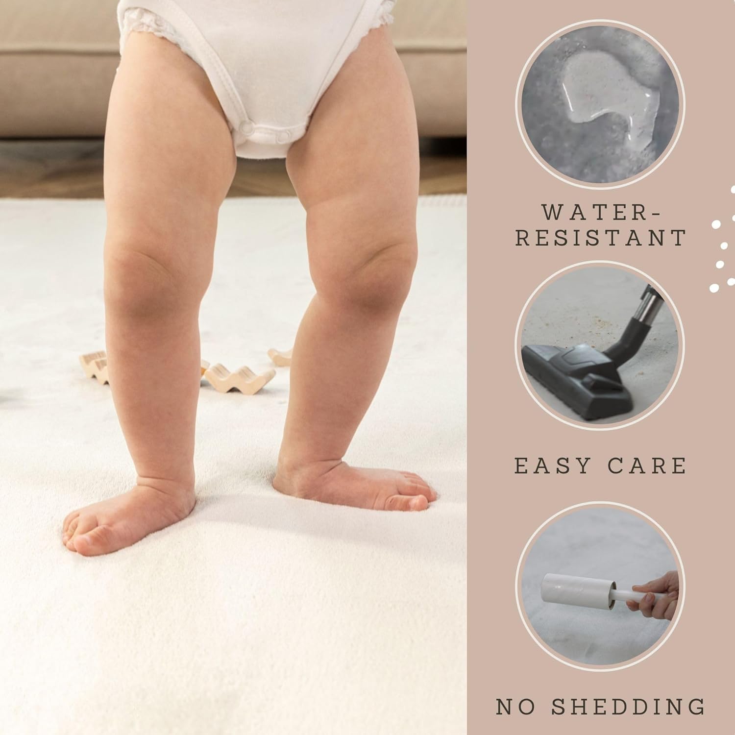 Premium Baby Playmat for Floor 60" x 80" Dark Gray – Cloudsoft Coral Velvet Memory Foam Rug for